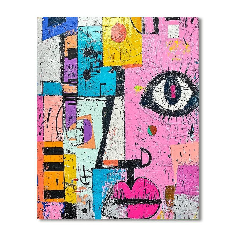 Jean-Michel Basquiat Inspired Fragmented Identity  Paint By Color