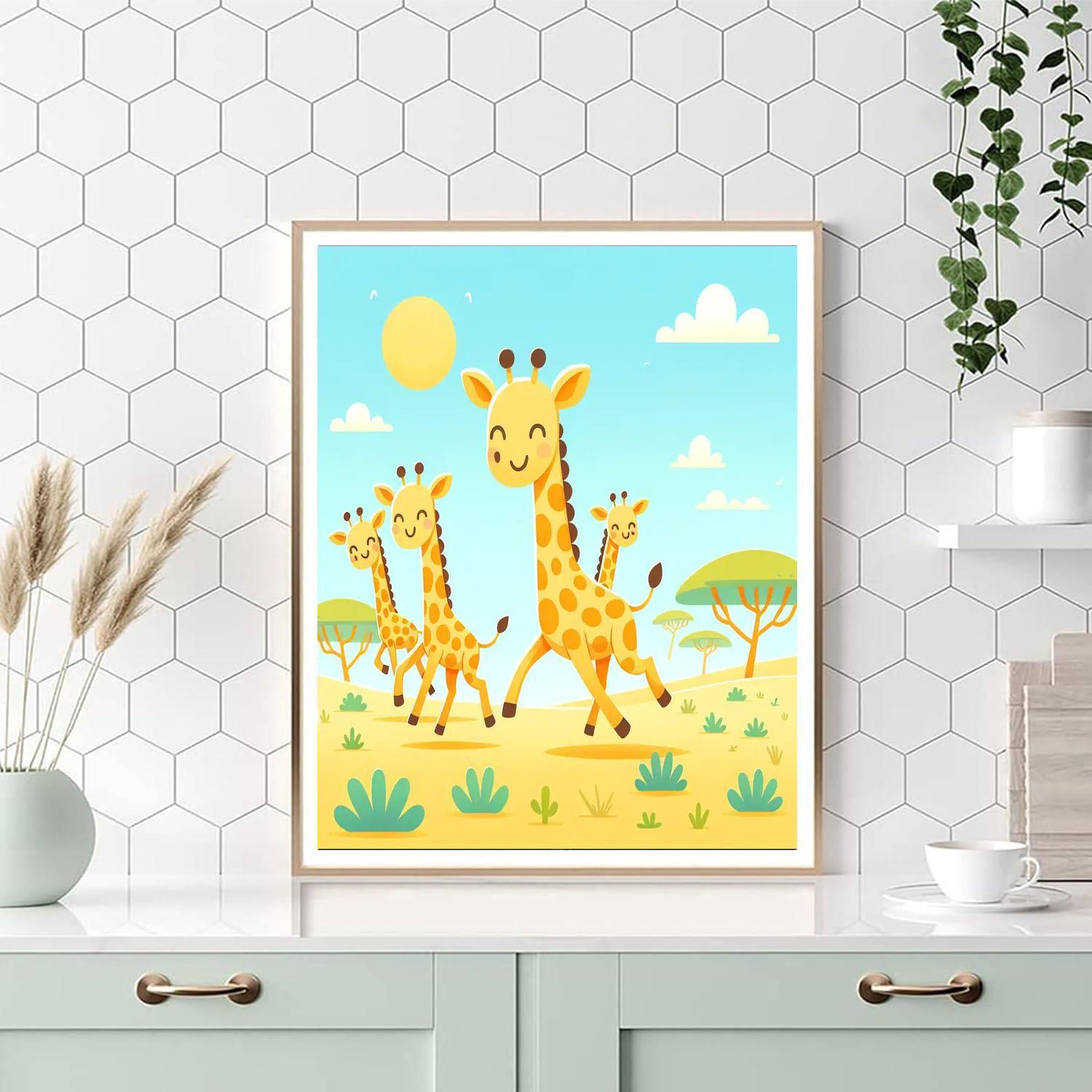 Gallivanting Giraffes Number Painting