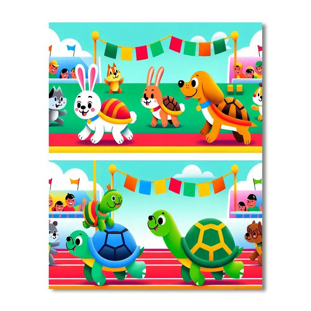 Silly Animal Race Paint By Numbers Art