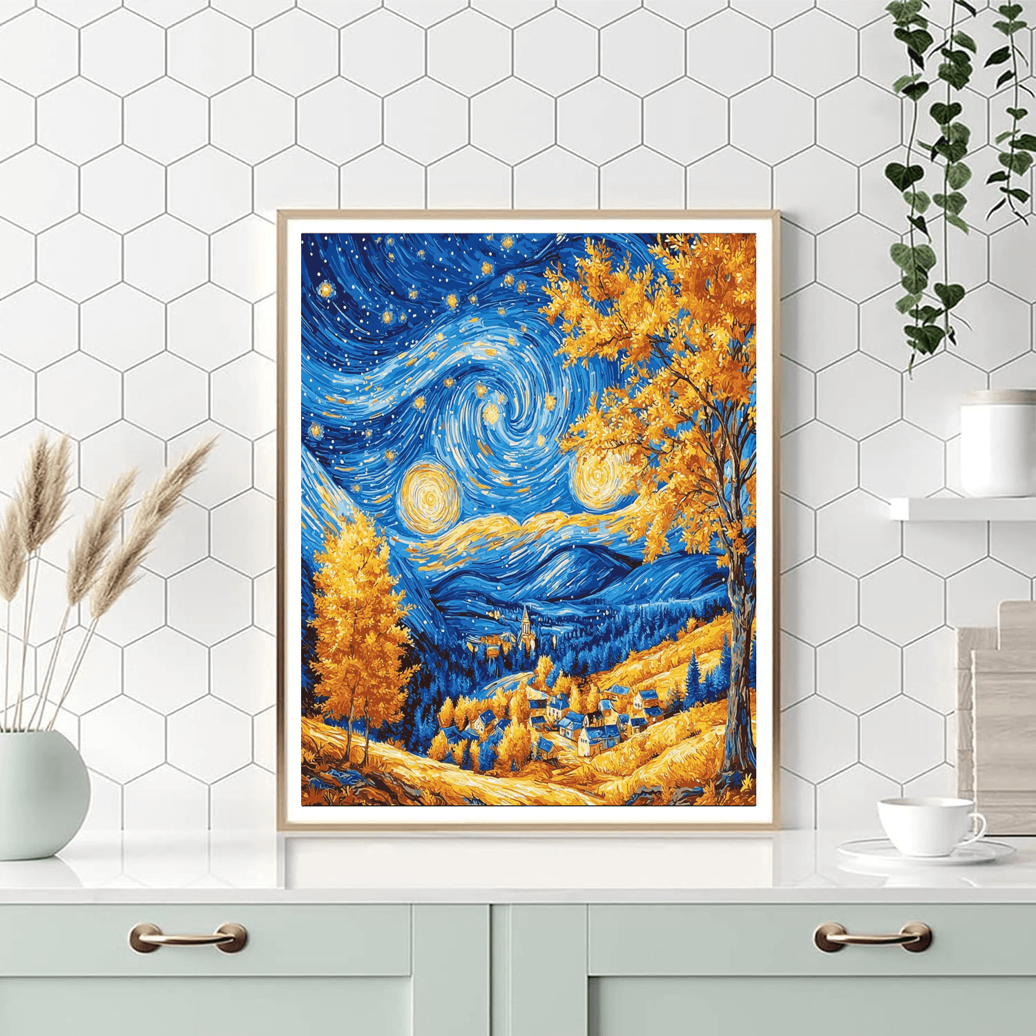 Vincent Van Gogh Inspired Starry Night In Autumn  DIY Paint By Numbers