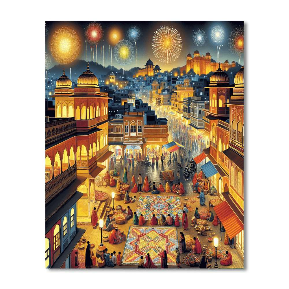 Diwali In Jaipur - India Numbered Painting Kits