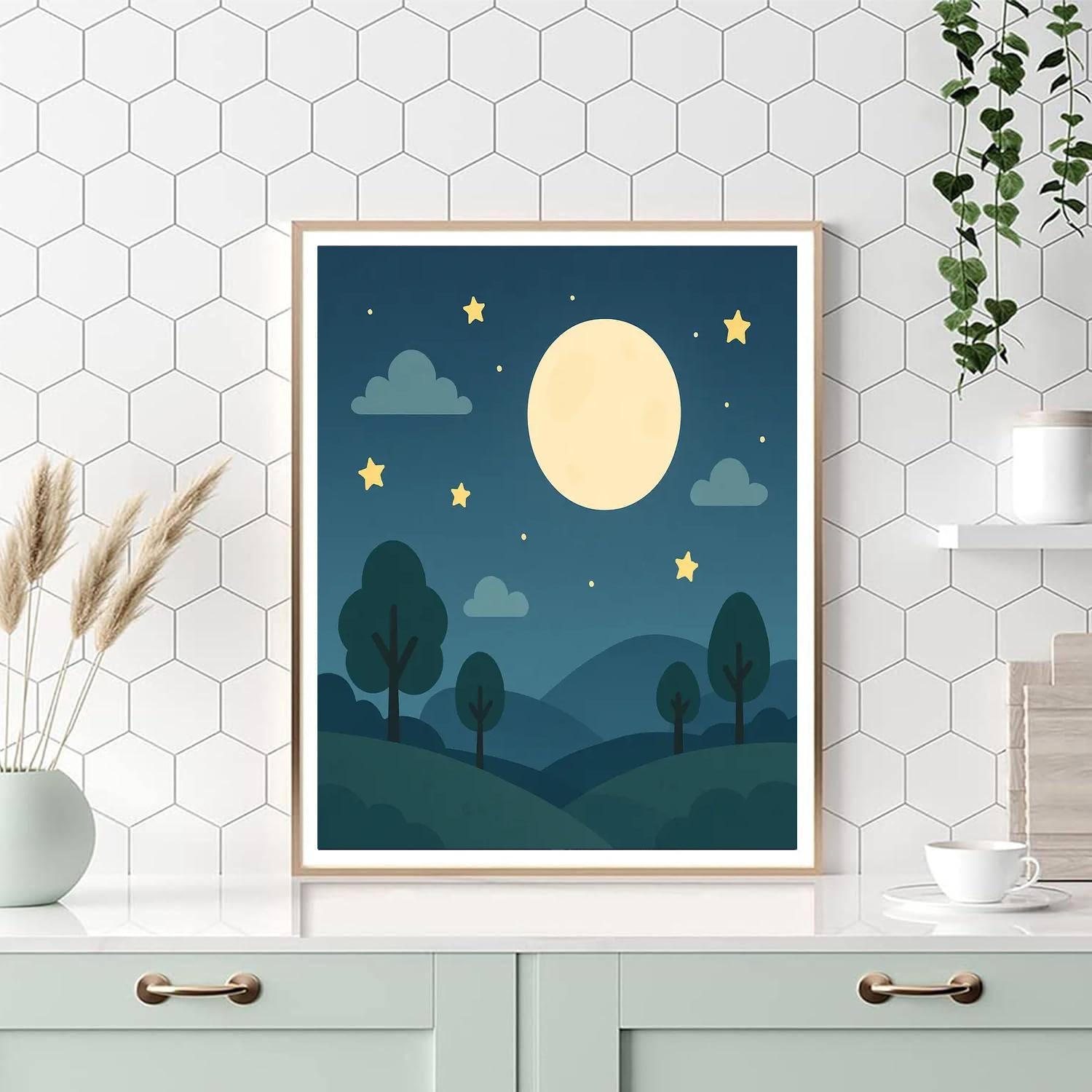 Peaceful Moonlit Night Paint By Color