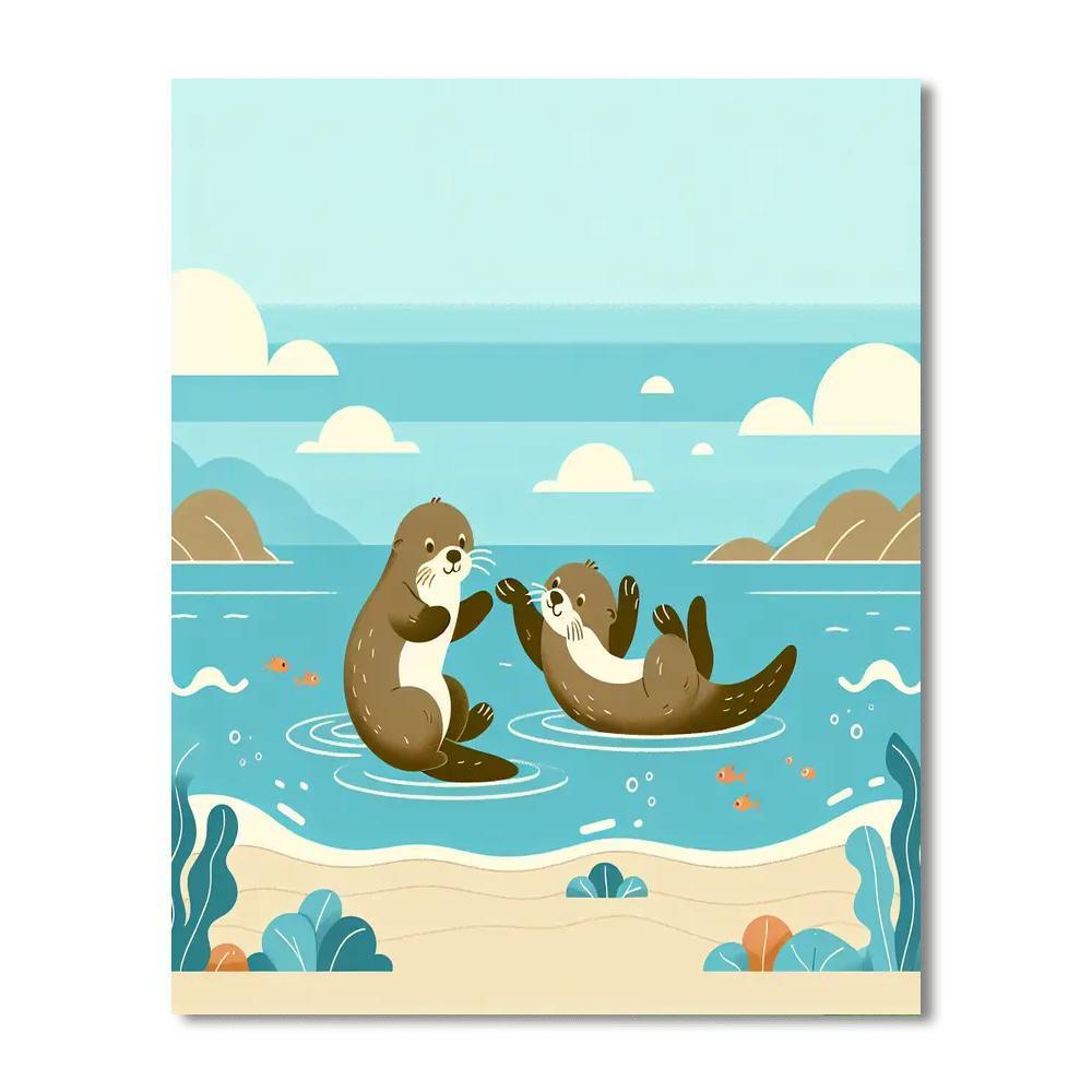 Silly Sea Otter Frolic Paint By Numbers Kits