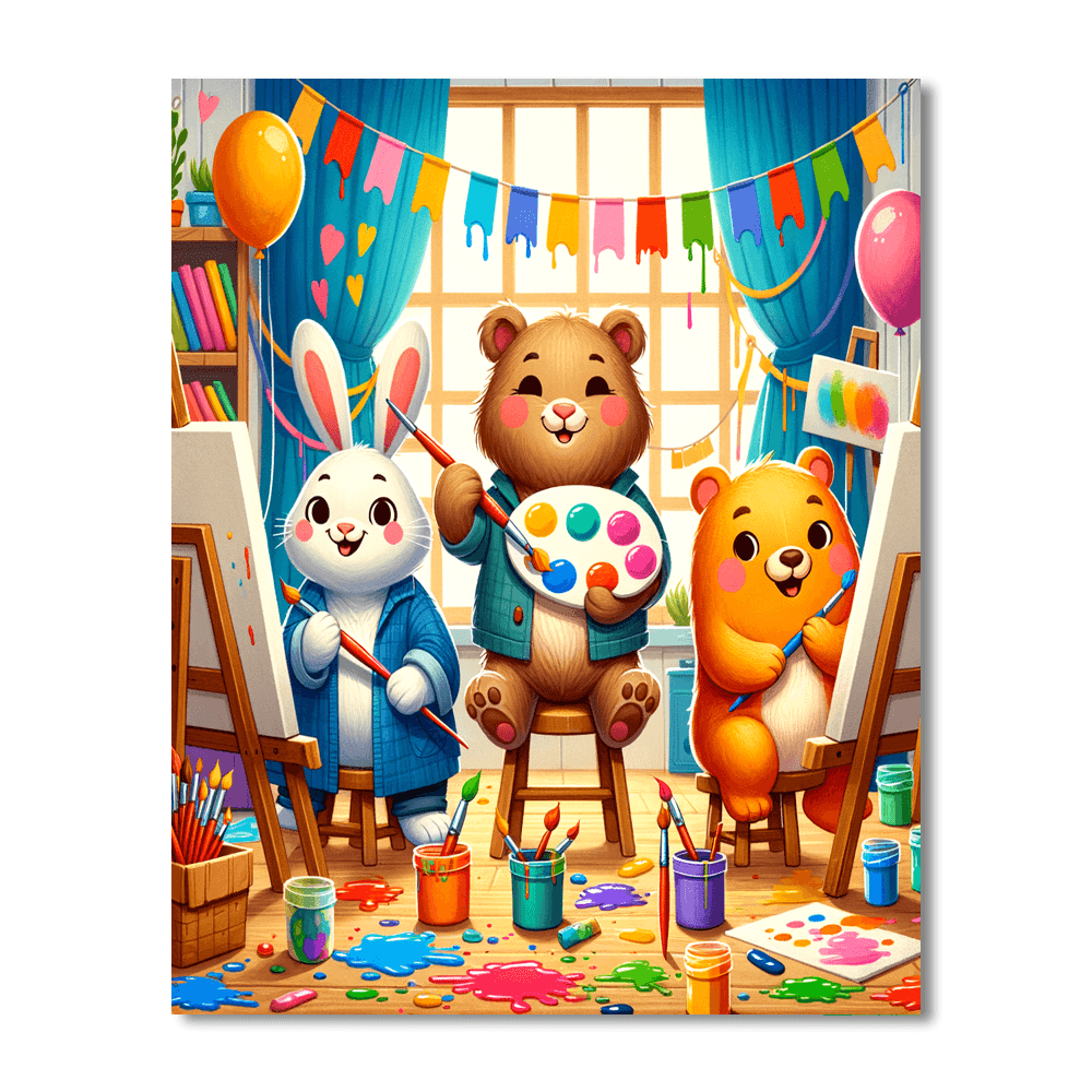 Funny Animal Artists Number Painting