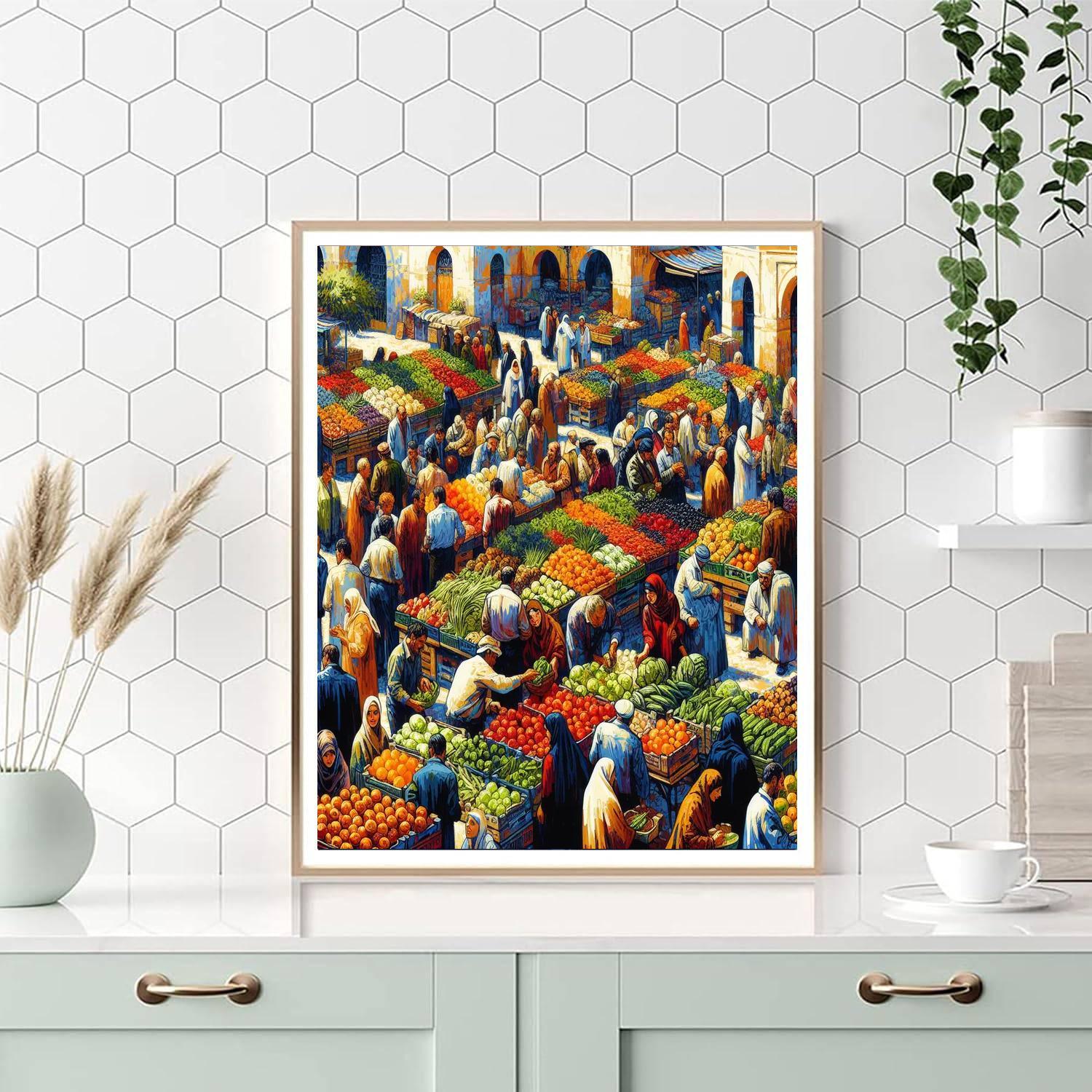 Mediterranean Market Morning Number Painting