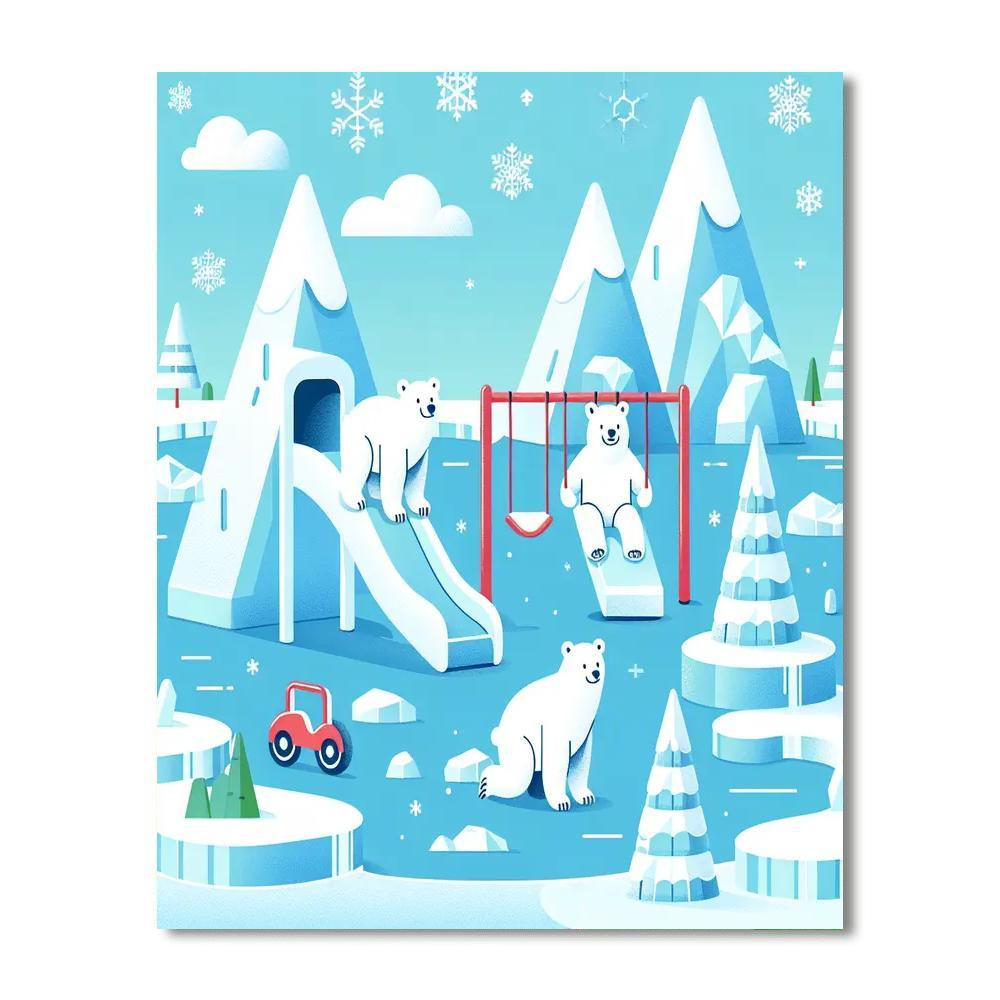 Polar Bear's Arctic Playground Paint By Number