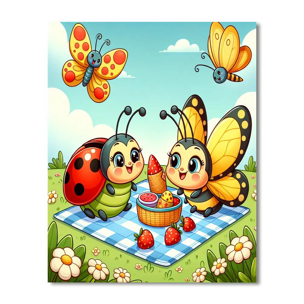 Cuddle Bug Picnic Paint By Numbers Art