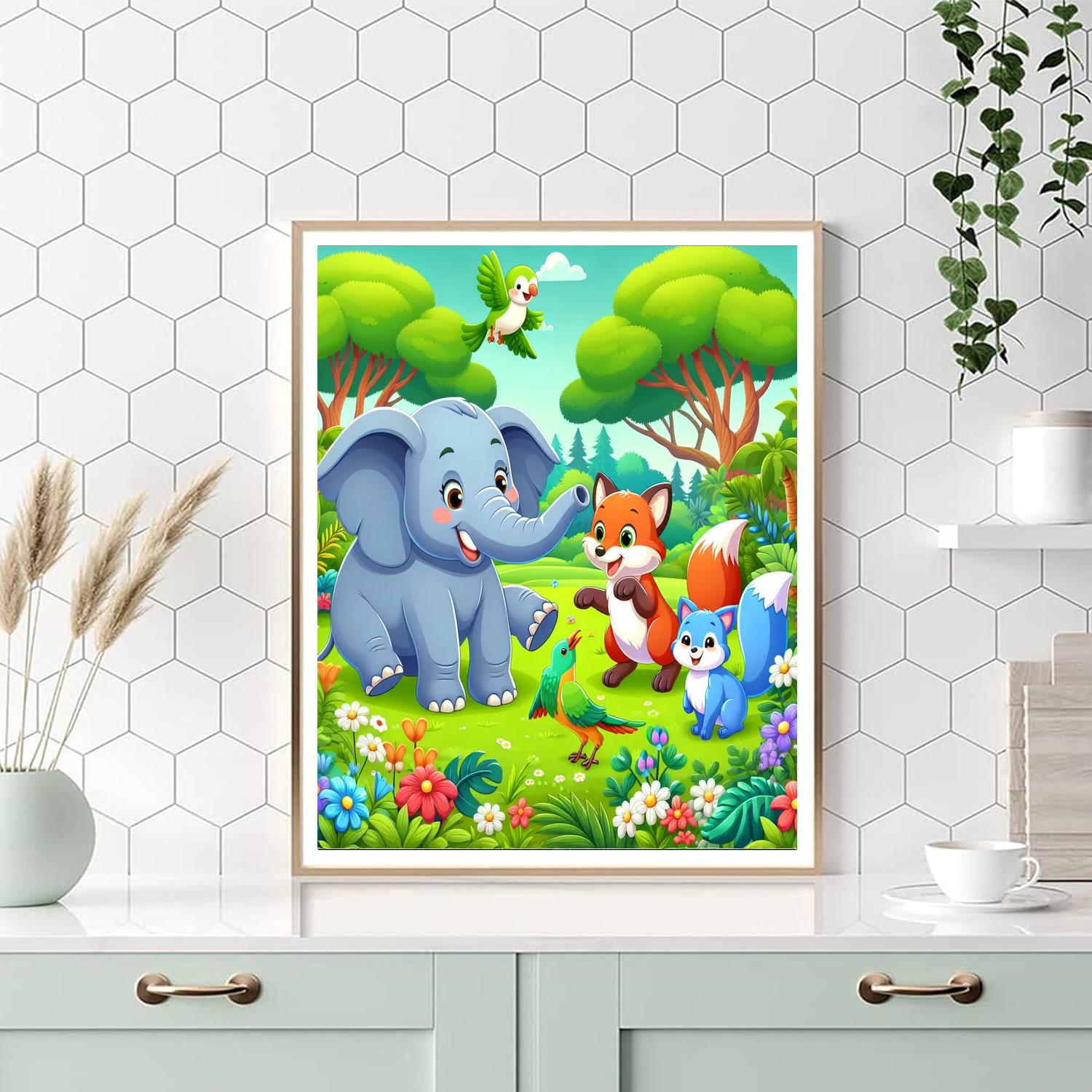 Cheerful Wildlife Encounter Number Painting