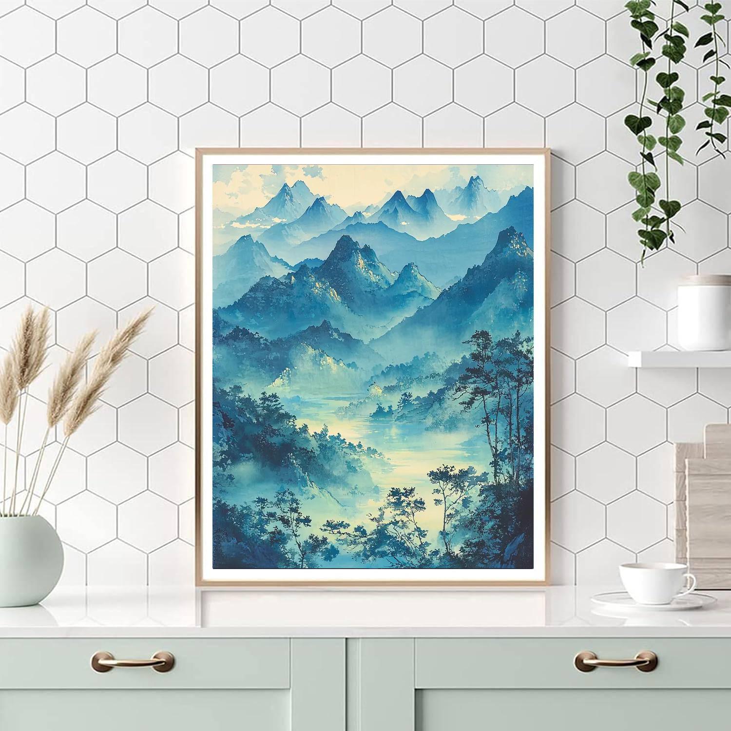 Utagawa Hiroshige Inspired Misty Mountain Echoes  Paint By Number