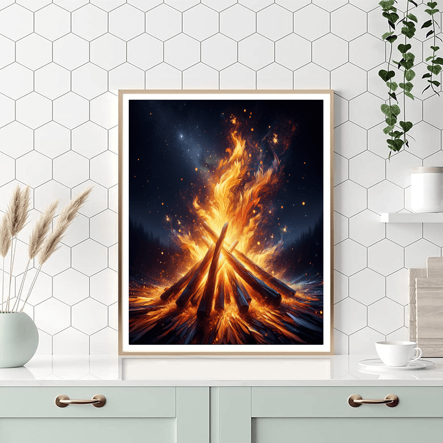 Dancing Flames In The Night Paint By Color