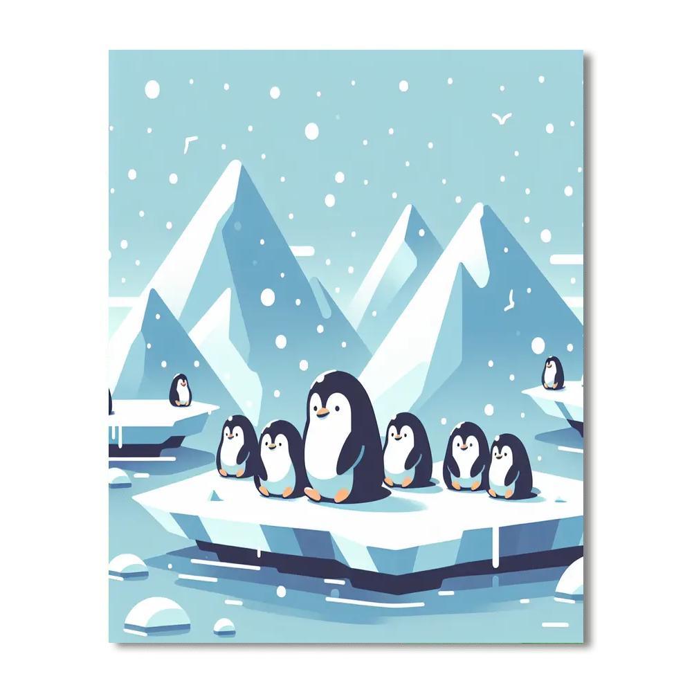 Peaceful Penguins Paint By Numbers Art