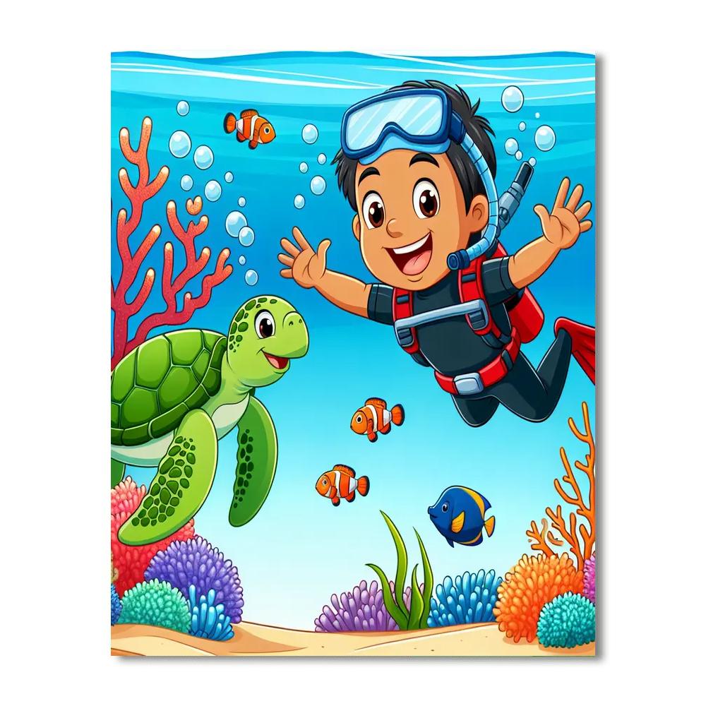 Ocean Wonders Dive Painting Number Kit