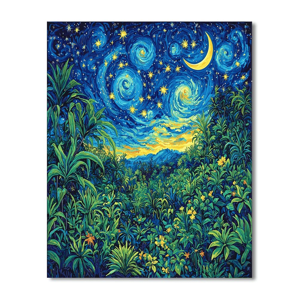 Van Gogh Inspired Starry Night Jungle Adventure  Paint By Color