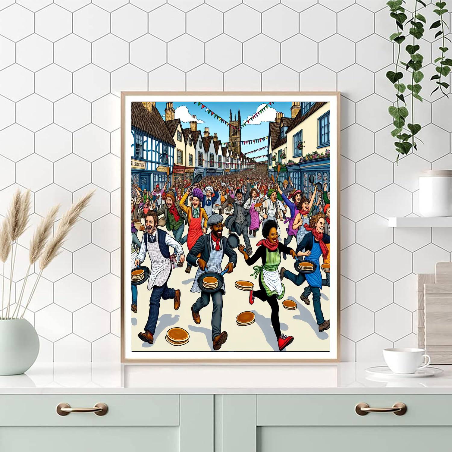 Pancake Day Races - Olney, England Number Painting