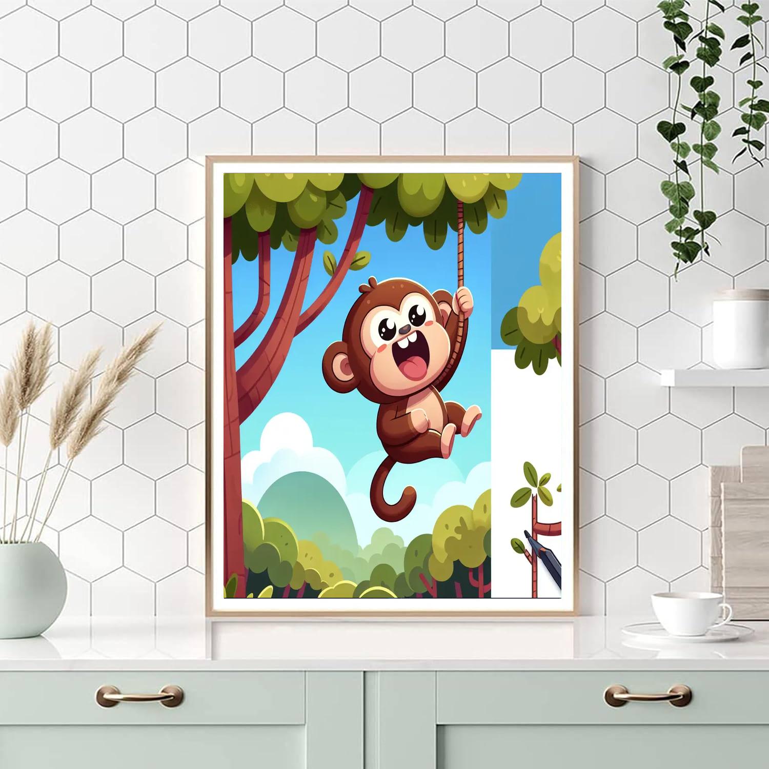 Cheeky Monkey Swing Numbered Painting Kits
