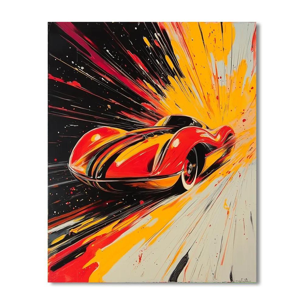 Giacomo Balla Inspired Modern Futurist Vehicle  DIY Paint By Numbers