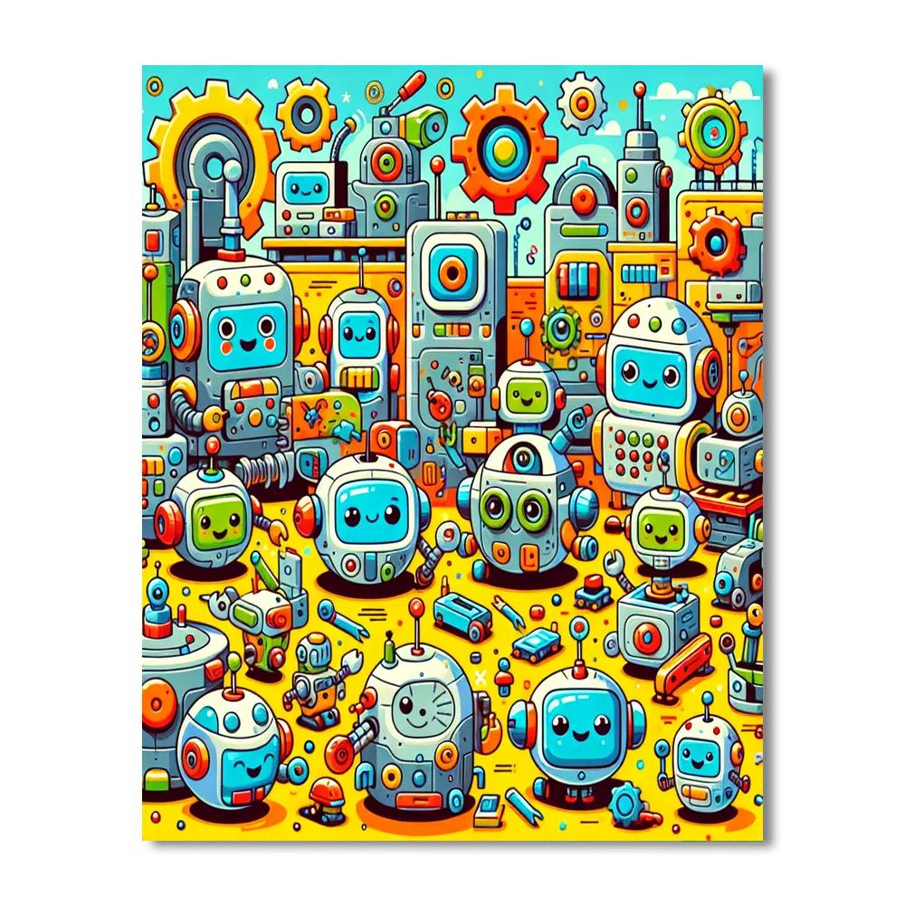 Lively Robot Factory Painting Number Kit