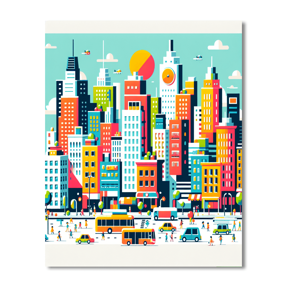 Urban Cityscape Adventure Paint By Numbers Art