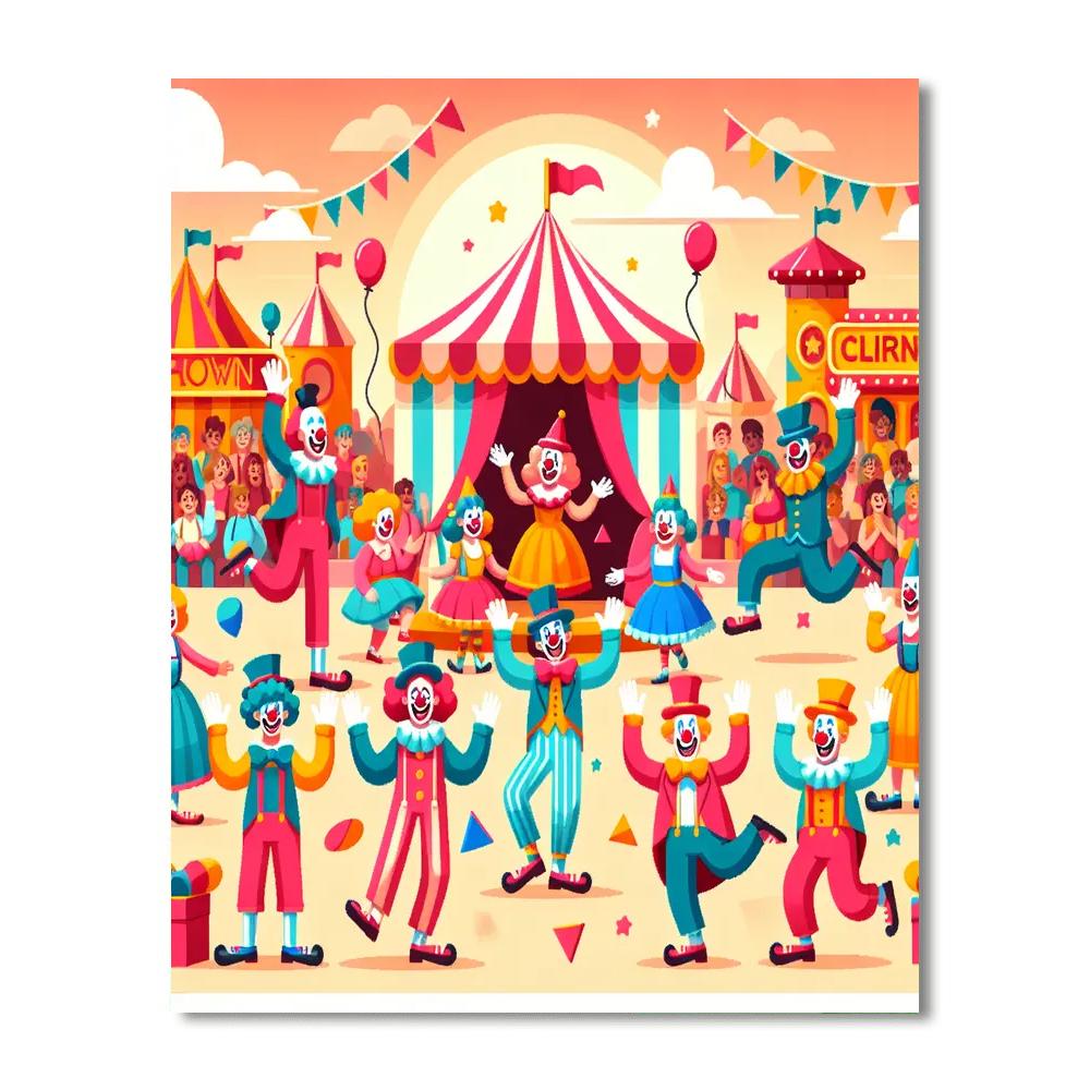 Joyful Clown Carnival Numbered Painting Kits
