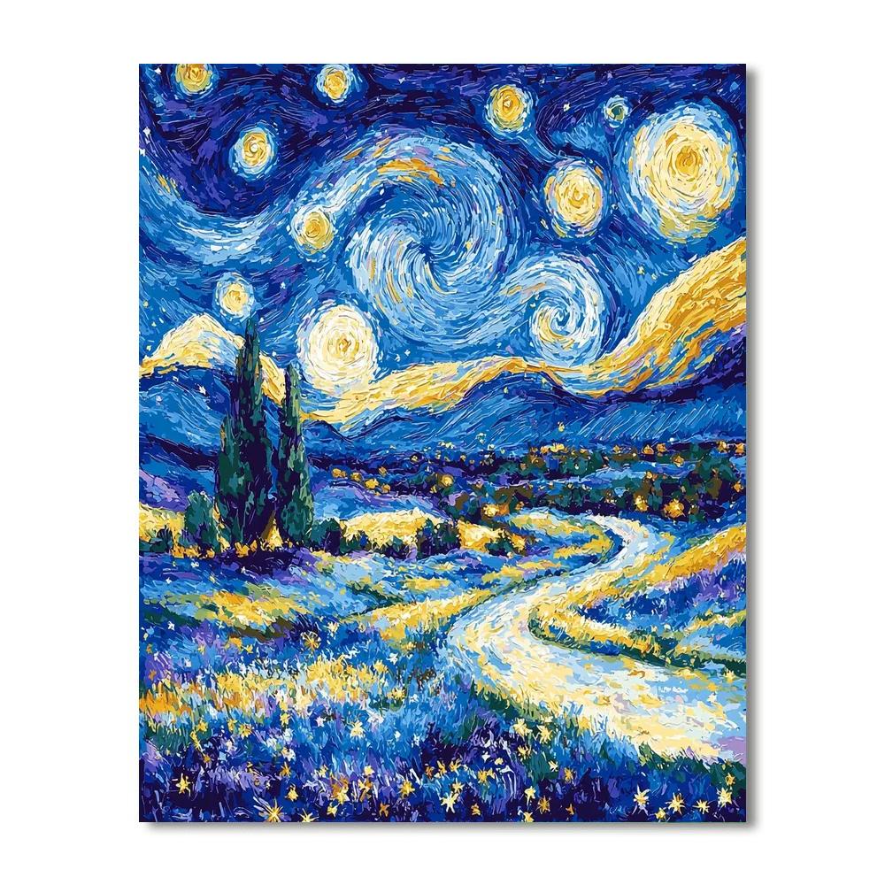 Vincent Van Gogh Inspired Nighttime Reverie  Number Painting