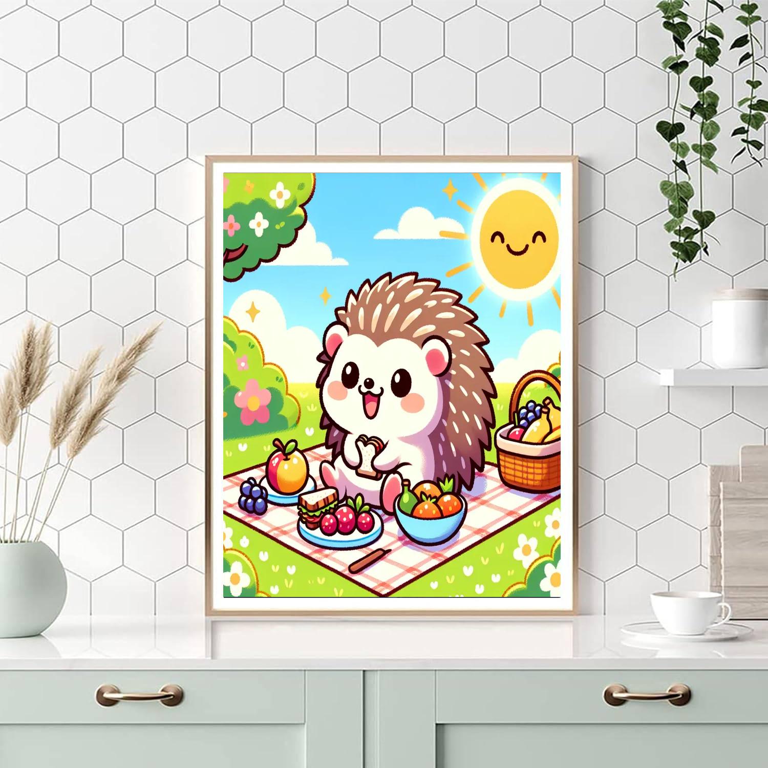 Hilarious Hedgehog Picnic Painting Number Kit