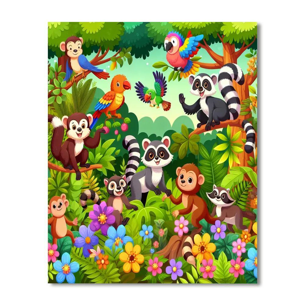 Radiant Rainforest Animals Paint By Numbers Art
