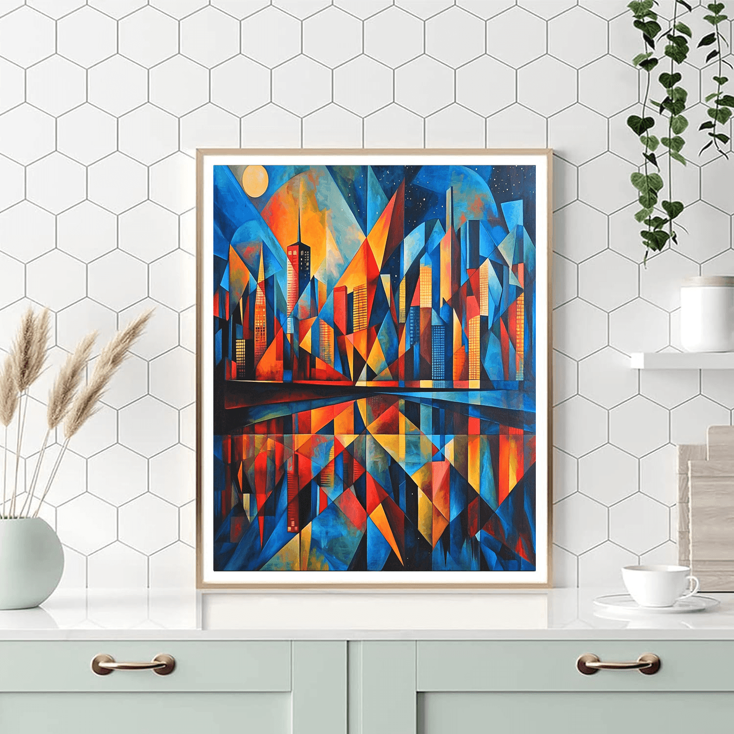 Pablo Picasso Inspired Cubist Cityscape Reflections  Paint By Numbers