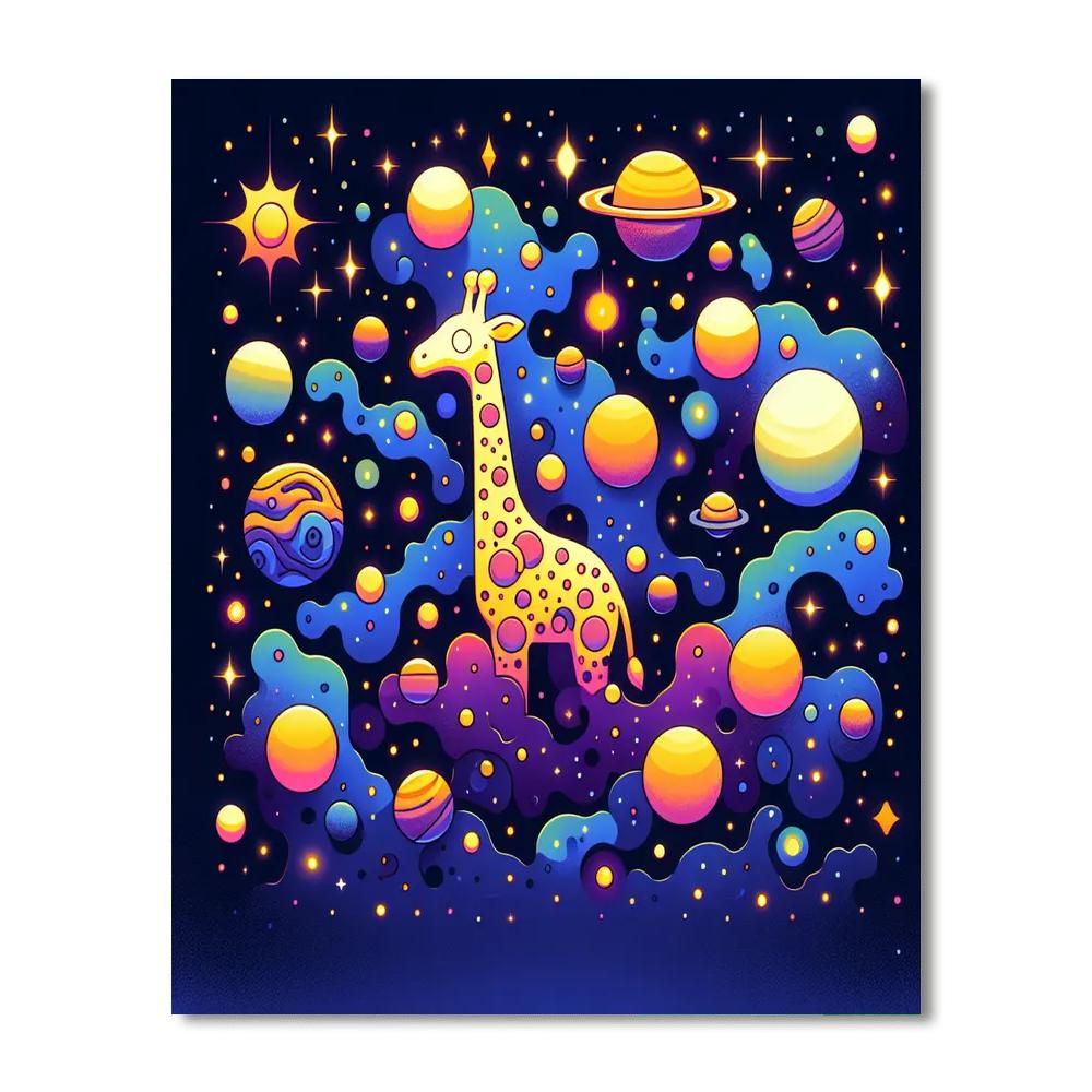 Glowing Galactic Giraffes Numbered Painting Kits