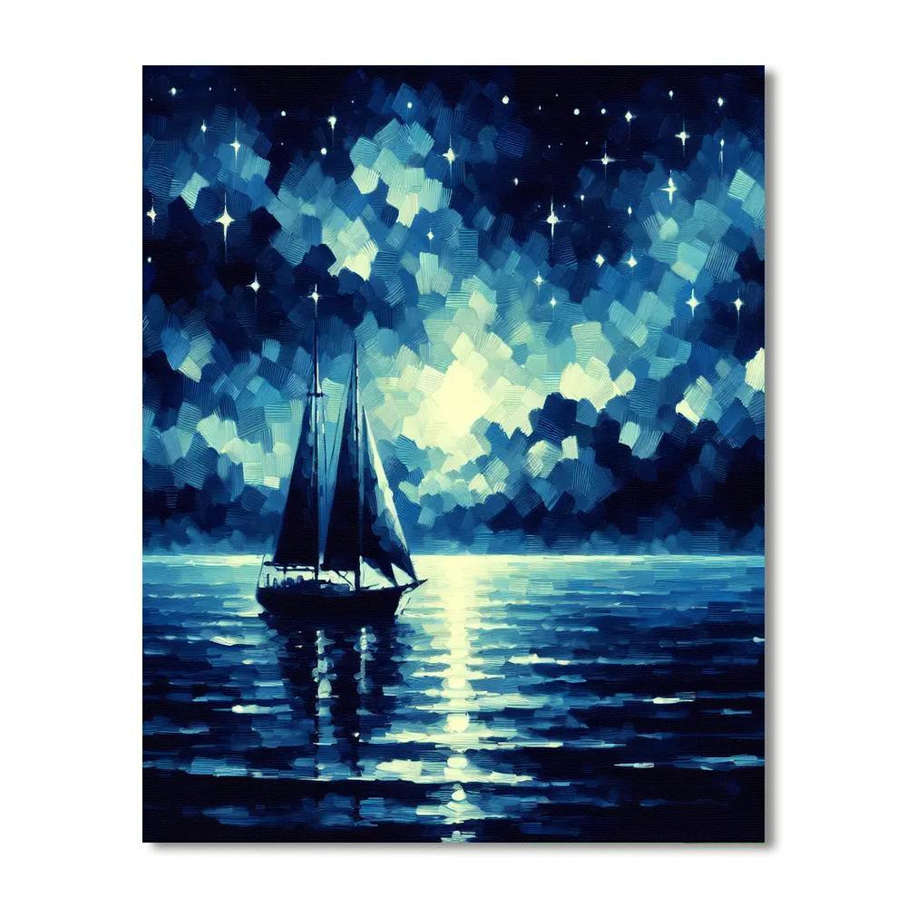 Sailing Under Starlit Skies Number Painting