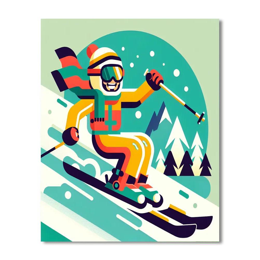 Ski Adventure Thrill Painting Number Kit
