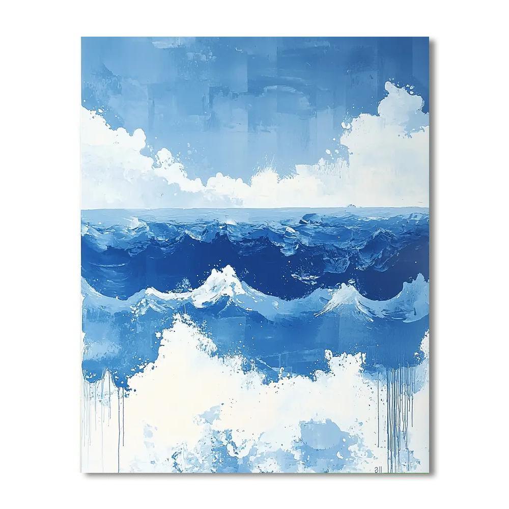 Jackson Pollock Inspired Electric Ocean Vista  Paint By Numbers