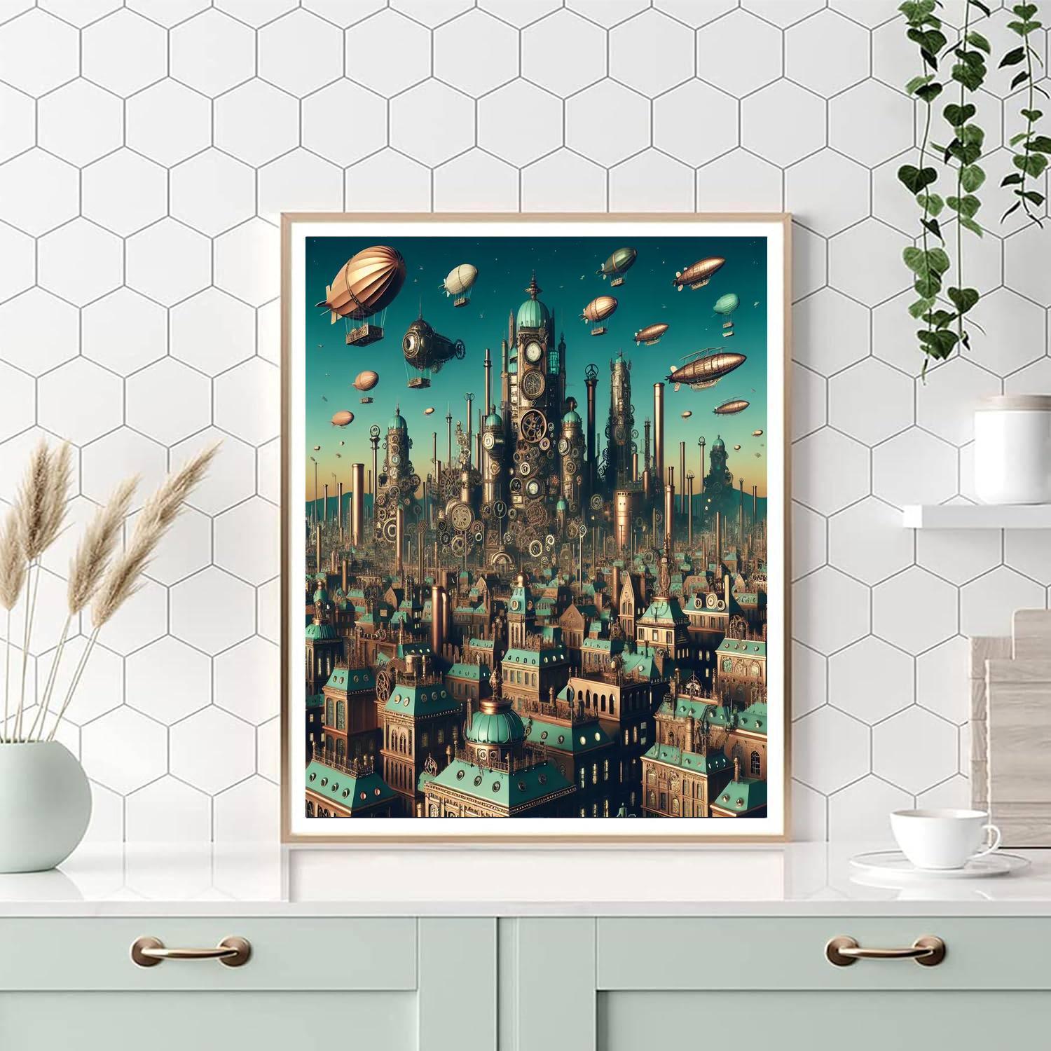 Eccentric Steampunk City Numbered Painting Kits