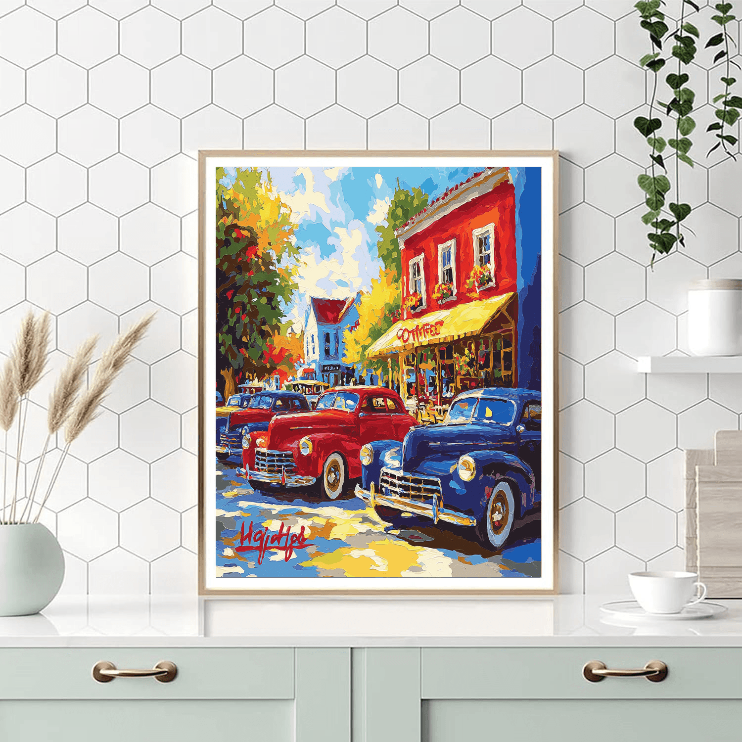 Henri Matisse Inspired Vintage Cars And Coffee  Paint By Numbers