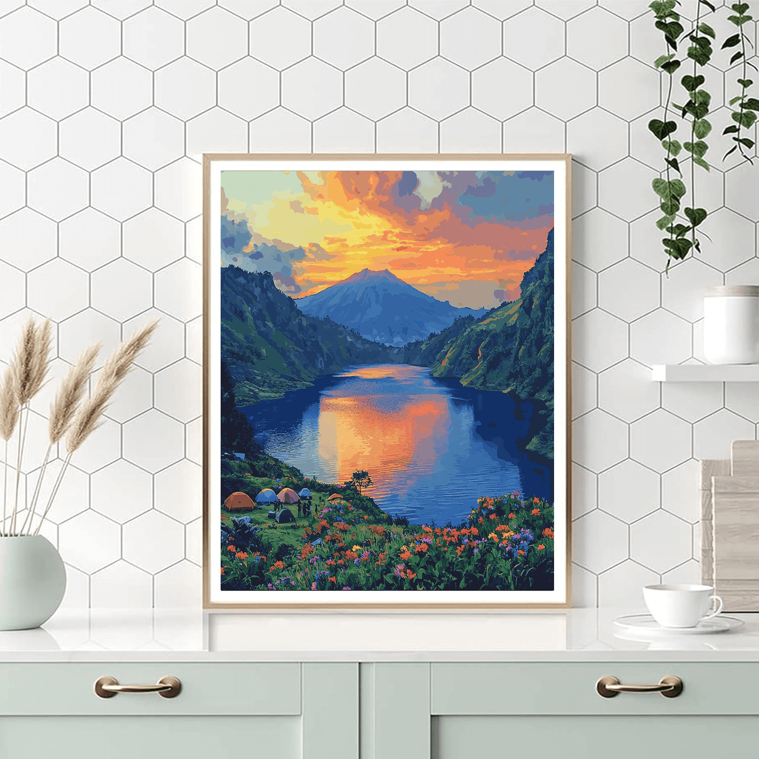 Mount Rinjani Crater Lake - Lombok Numbered Painting Kits