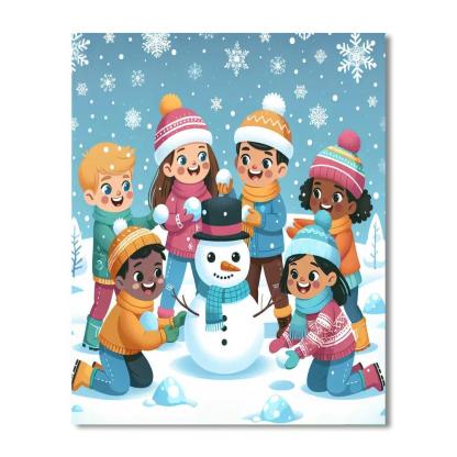 Cheerful Snowy Day Paint By Number