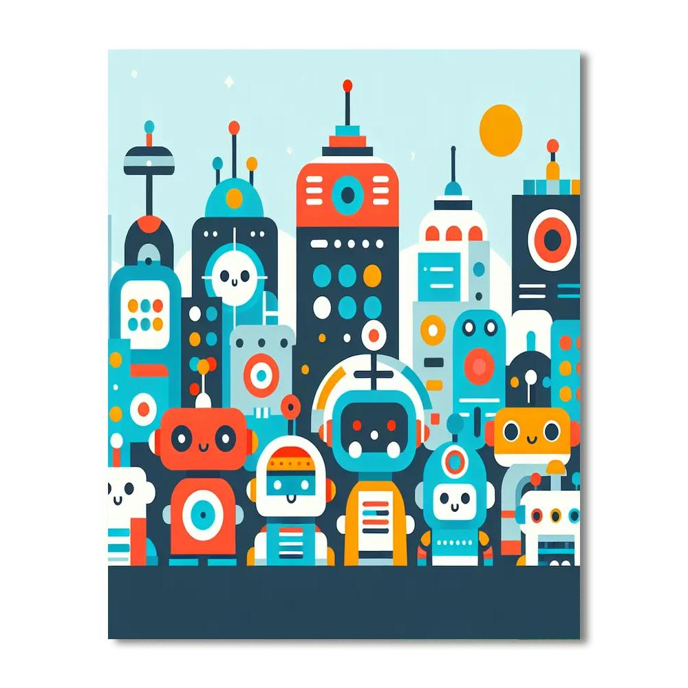 Out Of This World Robots Number Painting