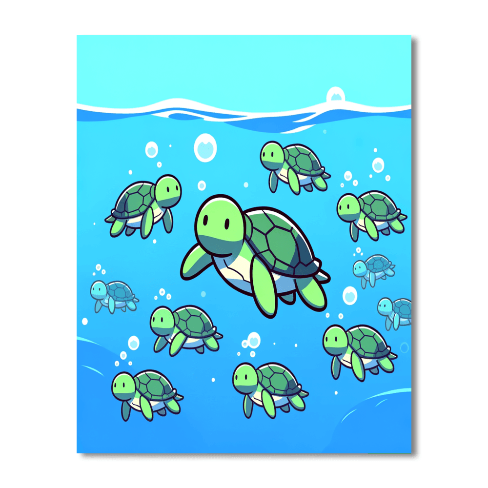 Cheerful Turtles Painting By Numbers Kit