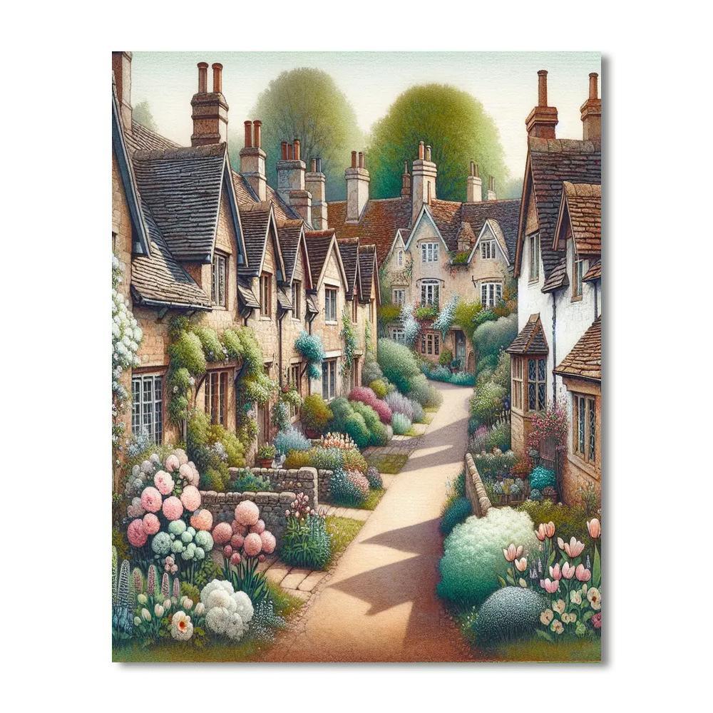 Quaint English Village Paint By Numbers