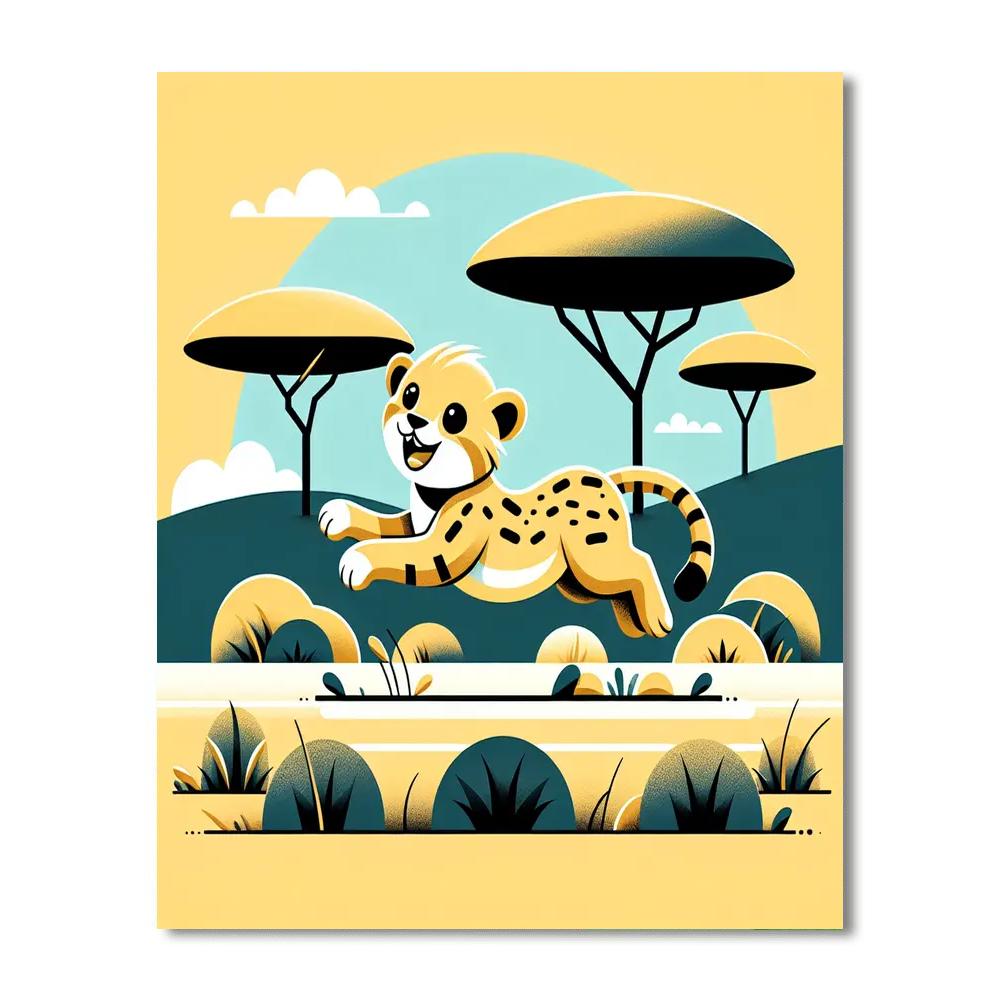 Chipper Cheetah Cub Paint By Numbers Art