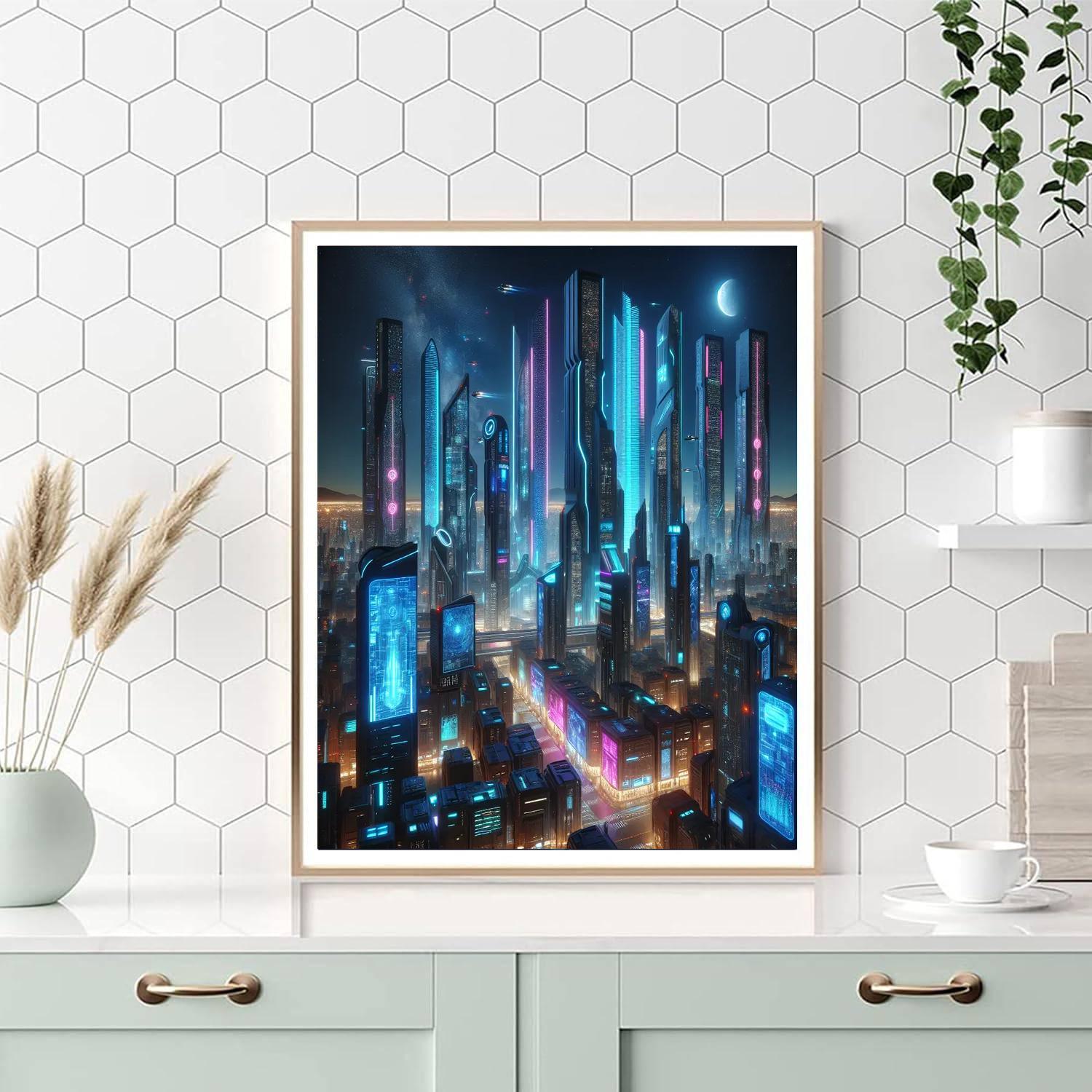 Futuristic Cityscape Dreams Numbered Painting Kits