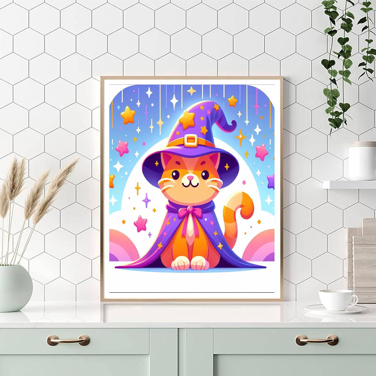 Friendly Wizard Cat DIY Paint By Numbers