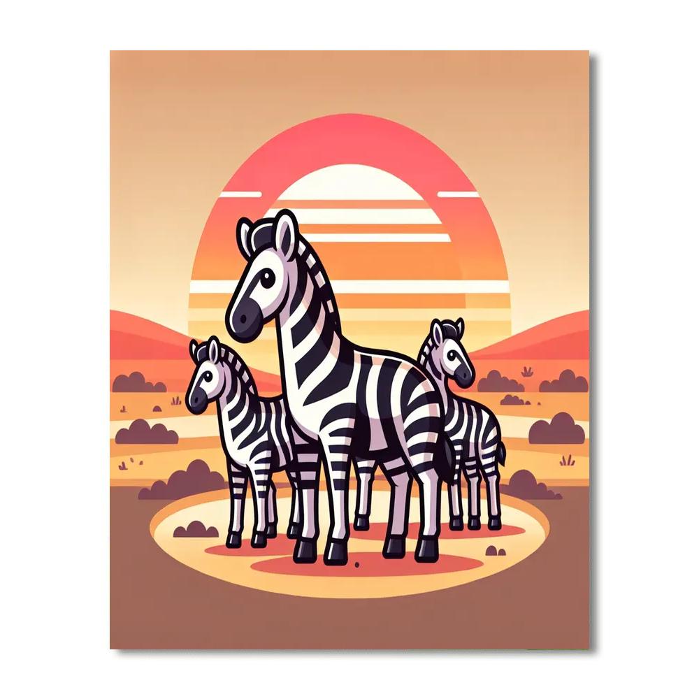Sunset Safari Zebras Paint By Numbers