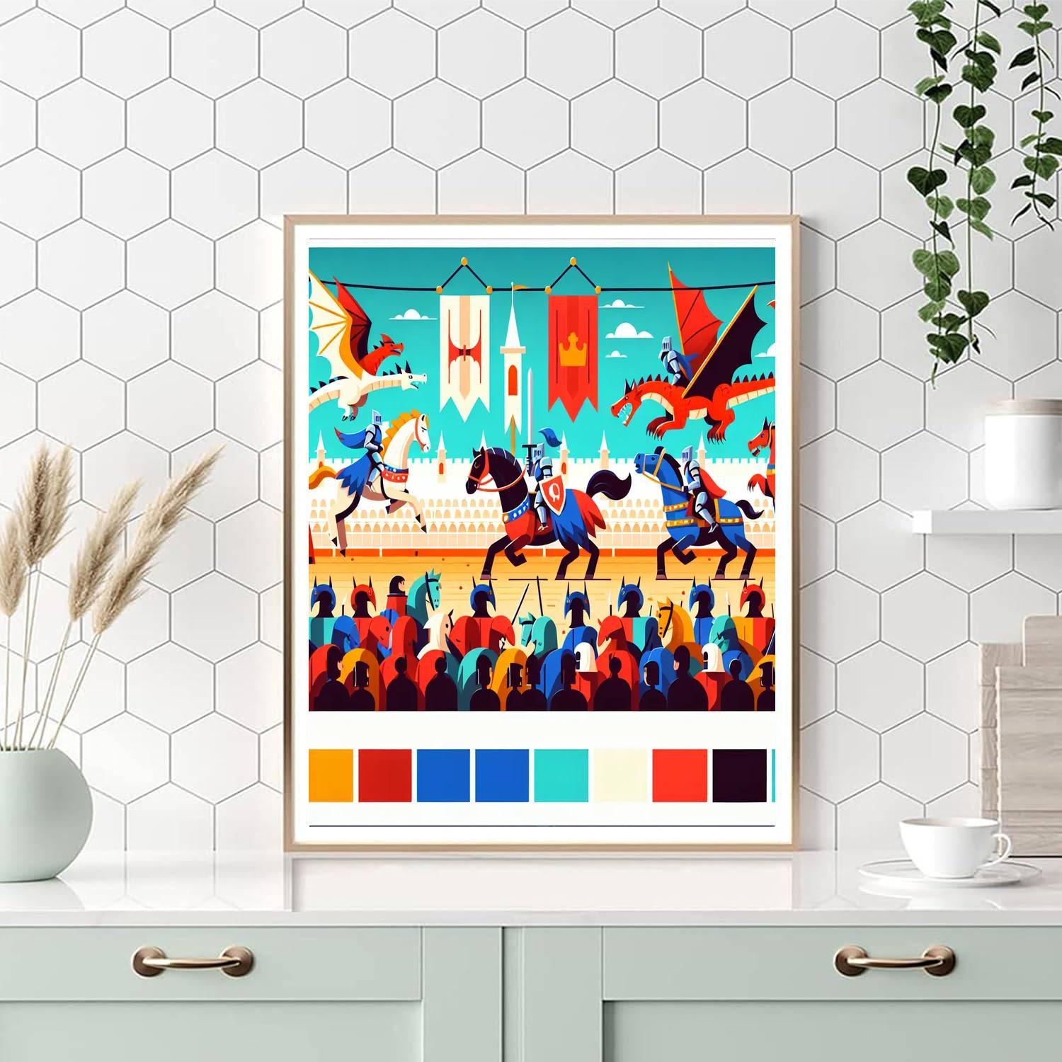 Knights And Dragons Joust Paint By Color