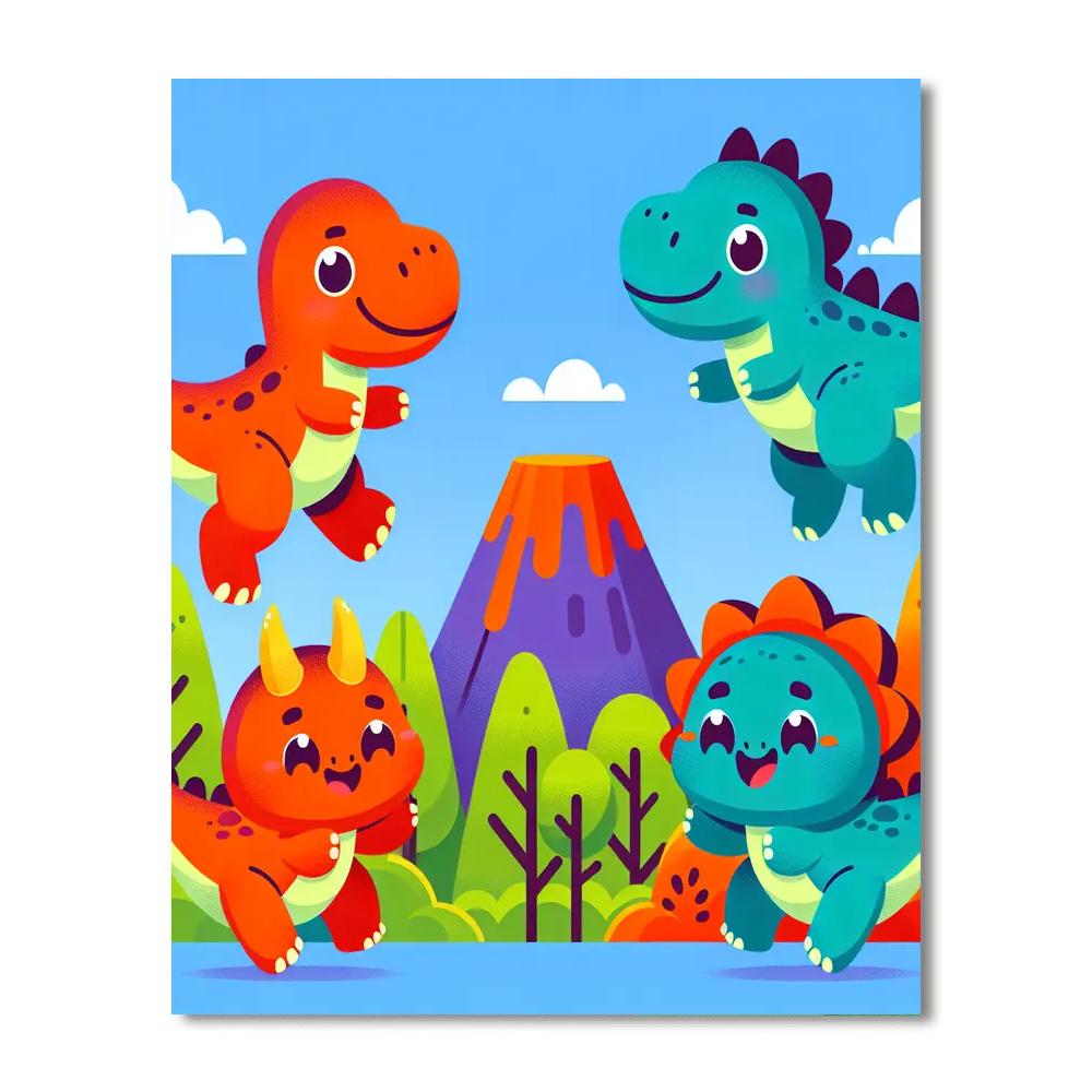 Bouncy Dinosaur Friends Painting By Numbers Kit