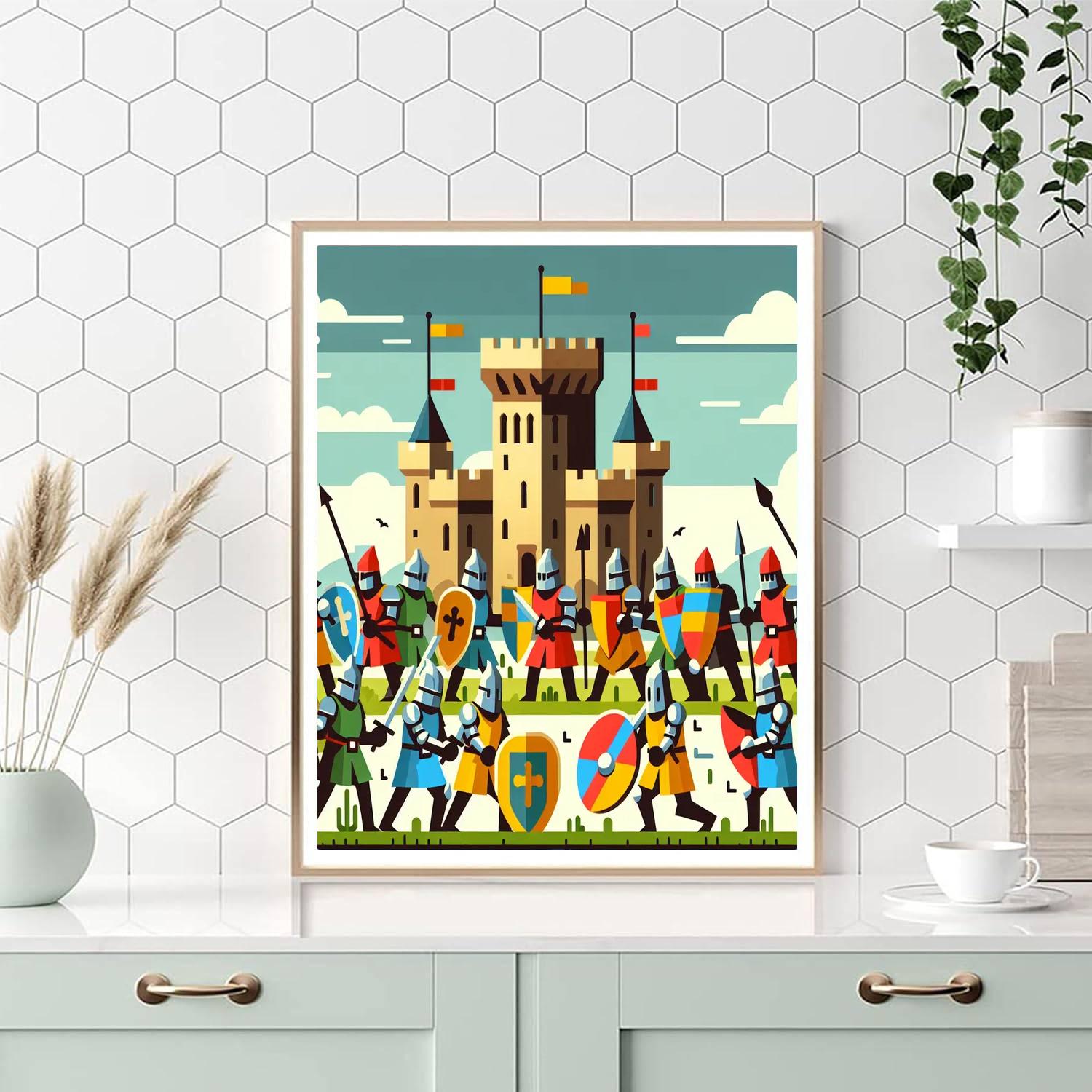 Knights And Castle Battle Numbered Painting Kits