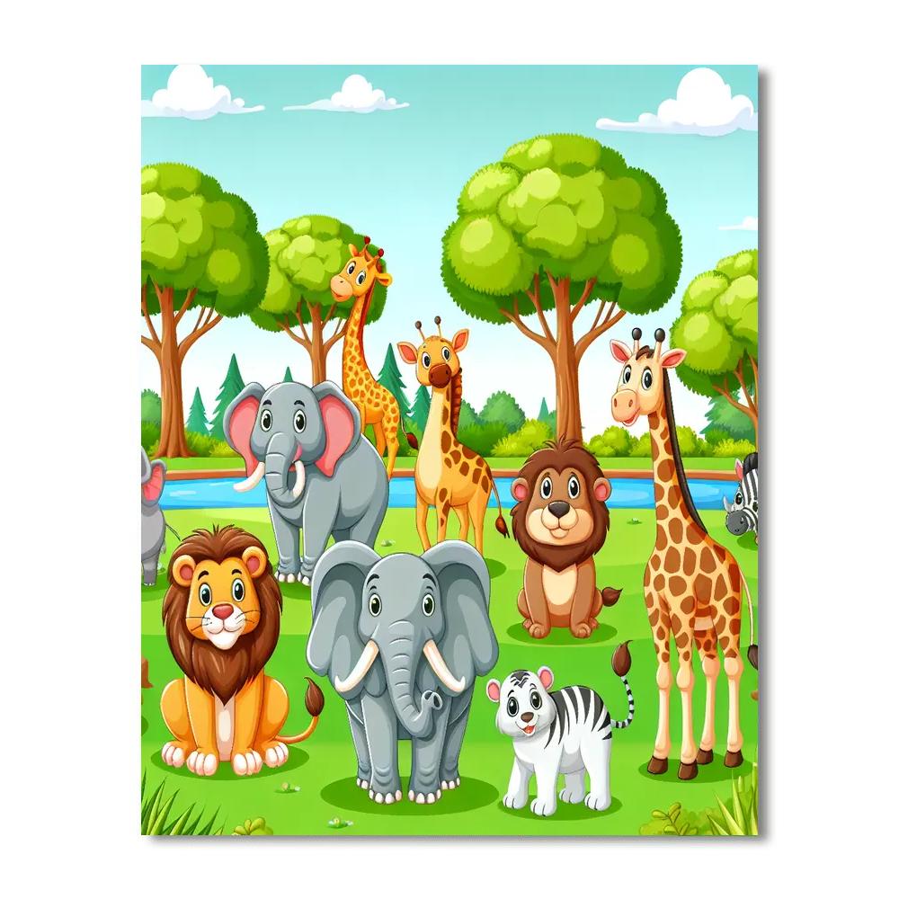 Wildlife Safari Park Number Painting