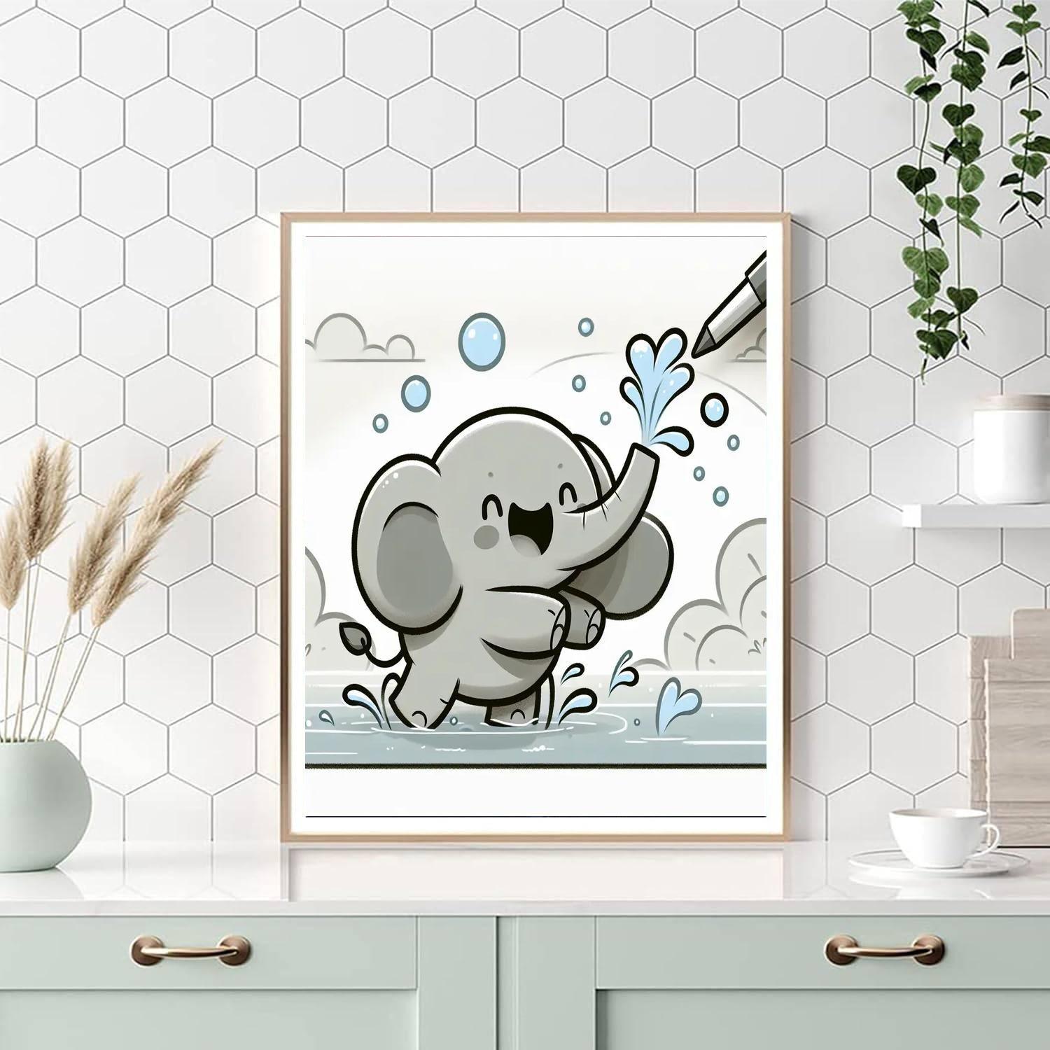 Energetic Elephant Splash Paint By Numbers