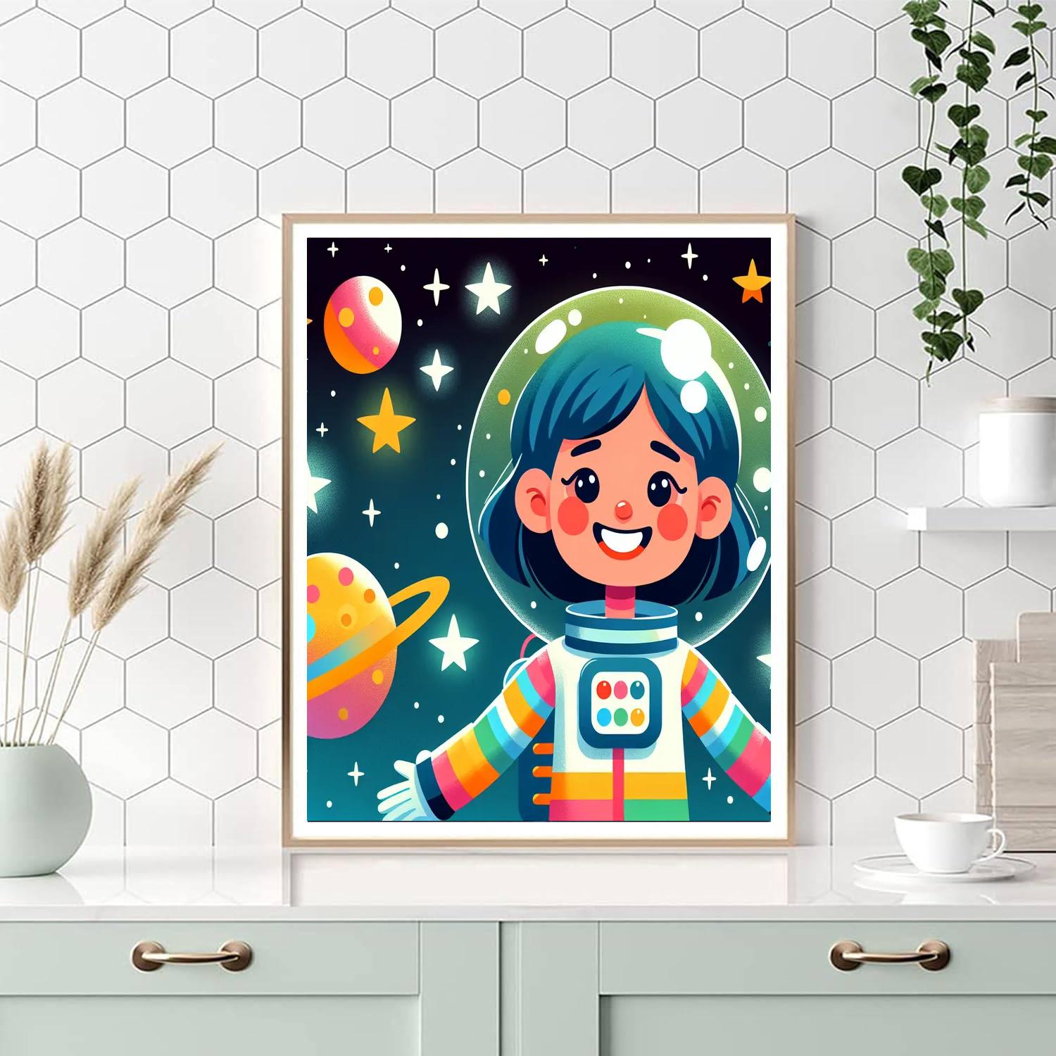 Joyful Little Astronaut Number Painting