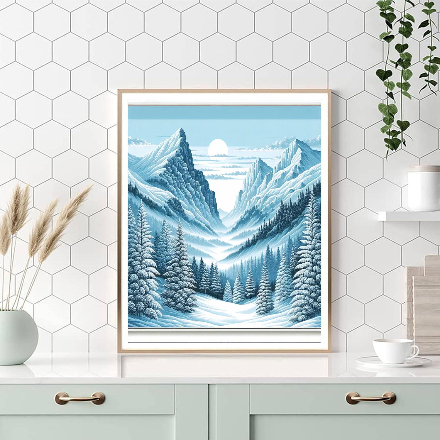 Majestic Winter Mountains Painting Number Kit