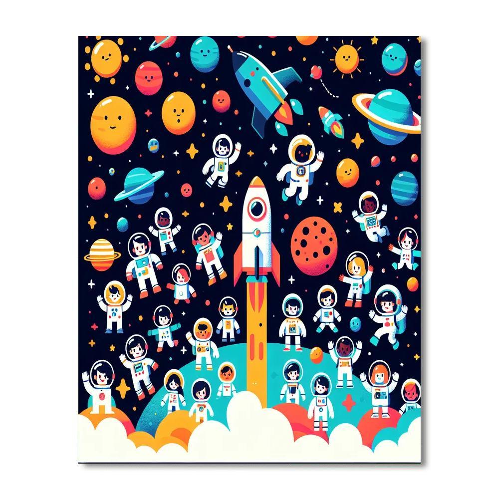 Exploring Space With Rockets Painting By Numbers Kit